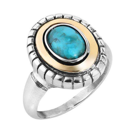 Silver ring with turquoise and gold MVR1681GTQ