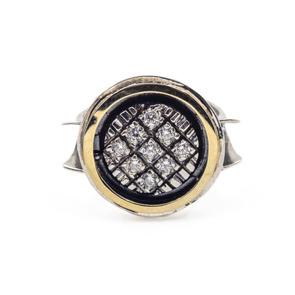 Silver ring with gold and zircon MVR1039GCZ