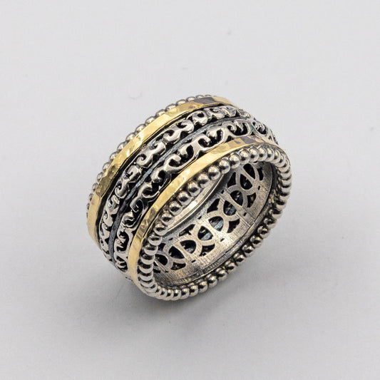 Серебряное кольцо Spinner с золотом MVRK10G