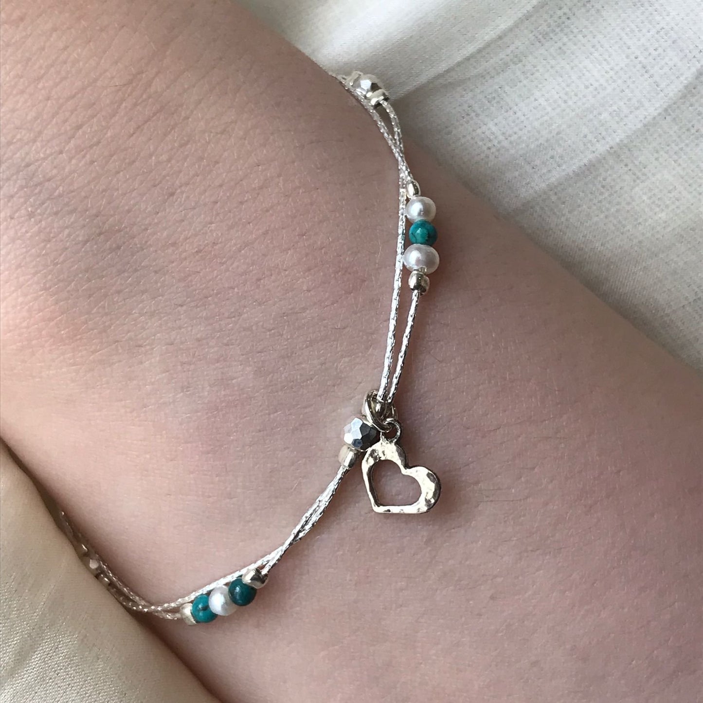 Silver bracelet with turquoise 01B980TQ
