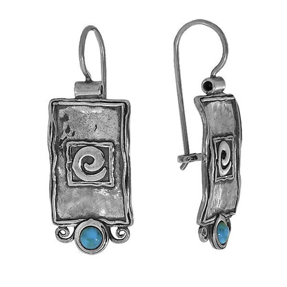 Silver earrings with turquoise 01E058TQ