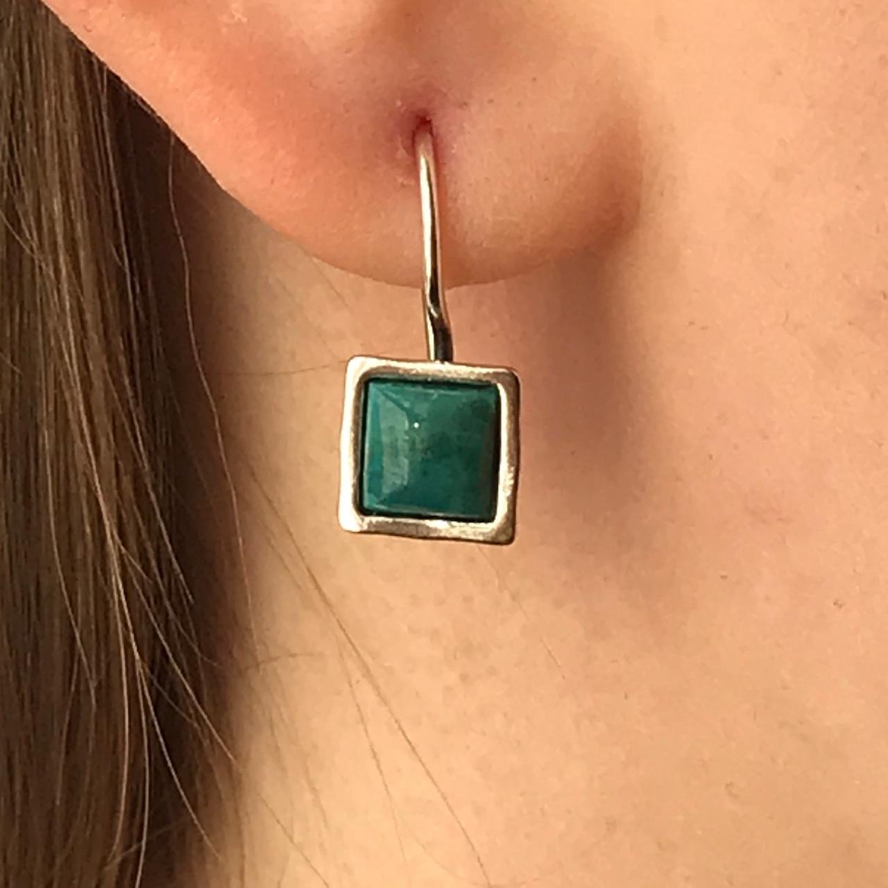 Silver earrings with turquoise 01E064TQ