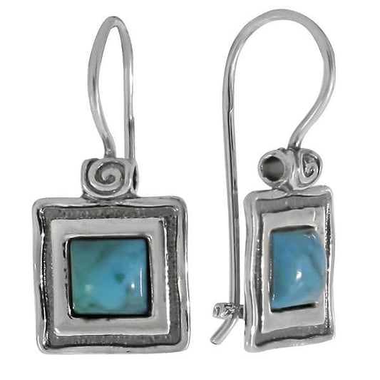 Boucles d'oreilles en argent avec turquoise 01E076TQ