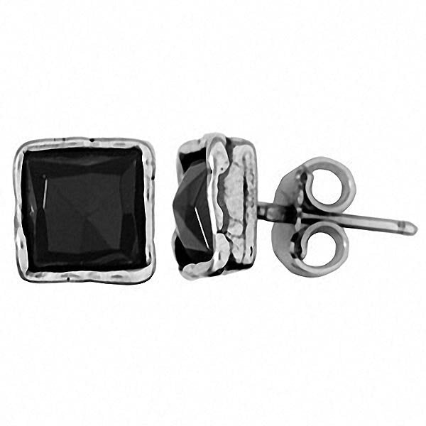 Silver earrings with onyx 01E106ON
