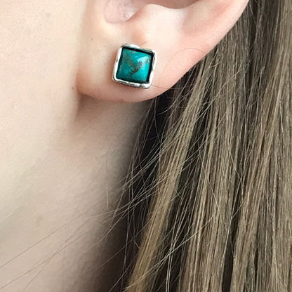 Silver earrings with turquoise 01E106TQ