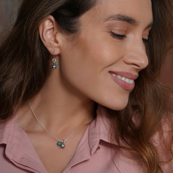 Silver earrings with turquoise 01E1391TQ