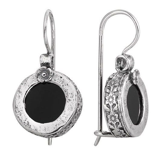 Boucles d'oreilles en argent avec onyx 01E1468ON