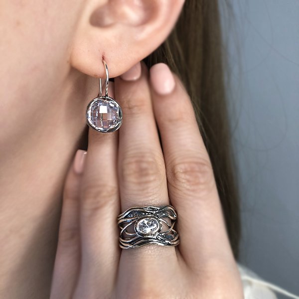 Silver earrings with zircon 01E1807CZ