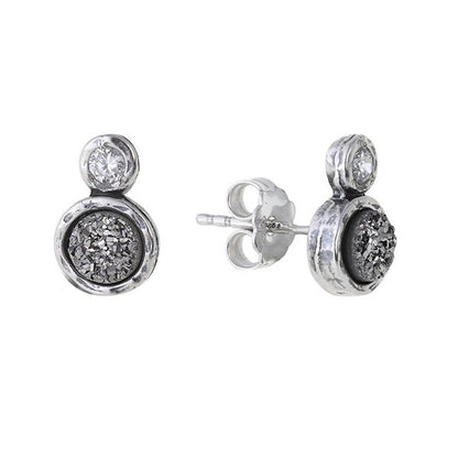 Silver earrings with drusy agate 01E2508DA