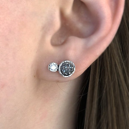 Silver earrings with drusy agate 01E2508DA