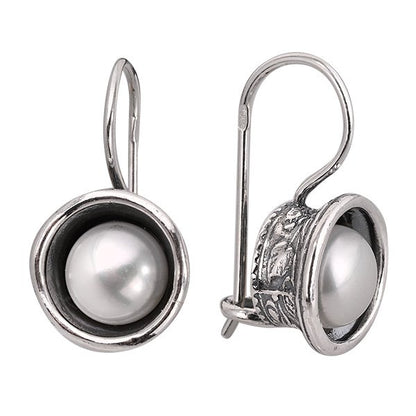 Silver earrings with pearls 01E2647PL