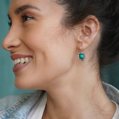 Boucles d'oreilles en argent avec turquoise 01E279TQ