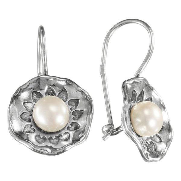 Silver earrings with pearls 01E3336PL