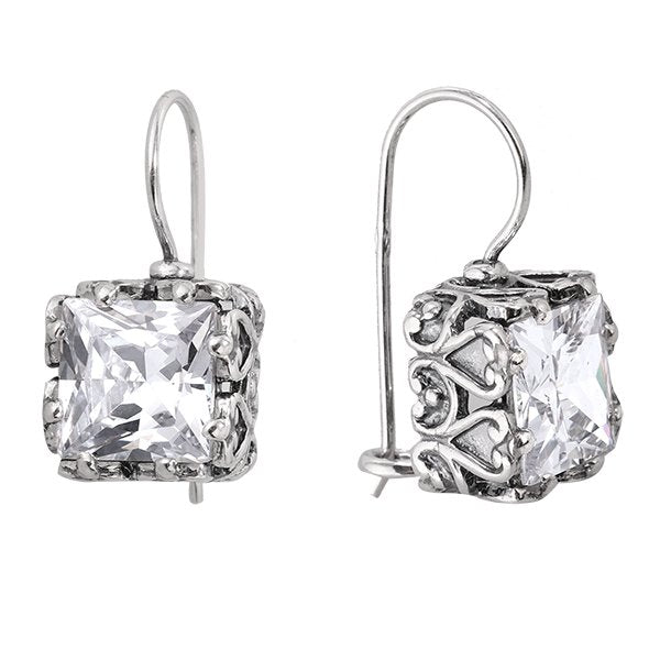 Silver earrings with zircon 01E3379CZ