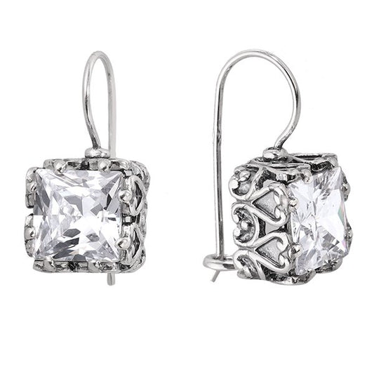 Boucles d'oreilles en argent avec zircon 01E3379CZ