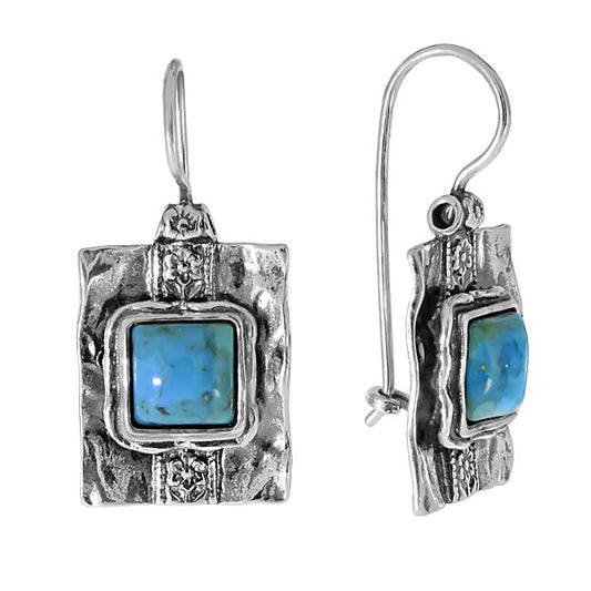 Boucles d'oreilles en argent avec turquoise 01E447TQ