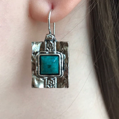 Boucles d'oreilles en argent avec turquoise 01E447TQ