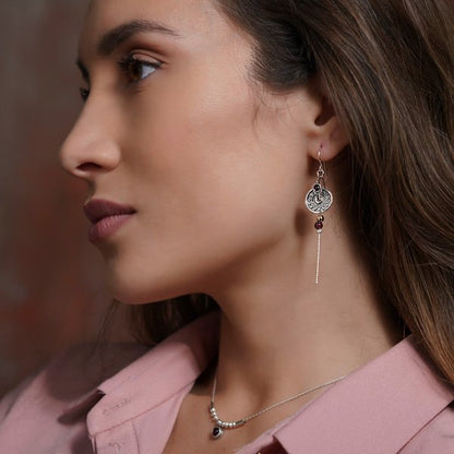 Silver earrings with garnet 01E603GR