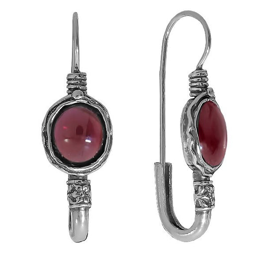 Boucles d'oreilles en argent avec grenat 01E617GR