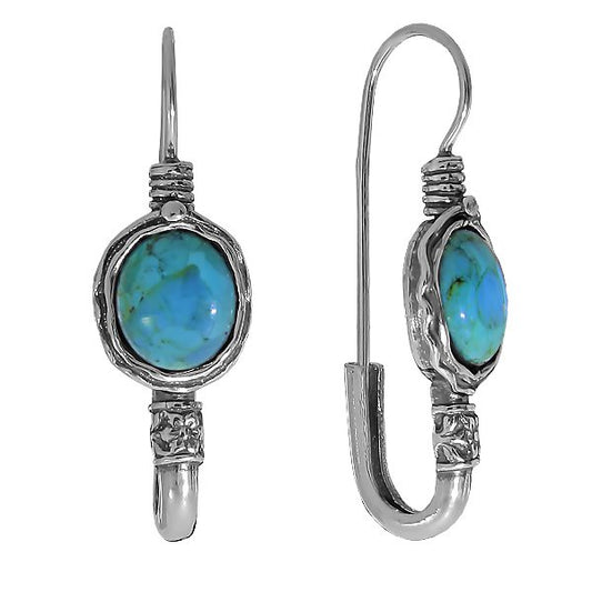 Boucles d'oreilles en argent avec turquoise 01E617TQ