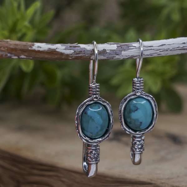 Silver earrings with turquoise 01E617TQ