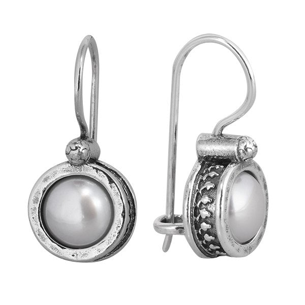 Silver earrings with pearl 01E714PL