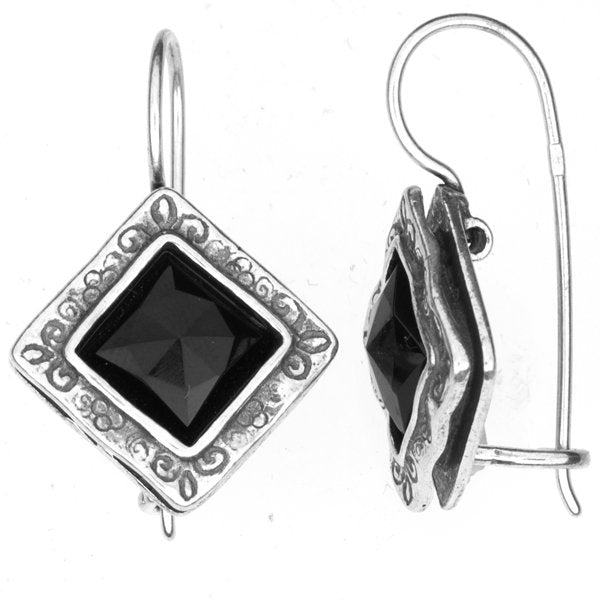 Silver earrings with onyx 01E731ON