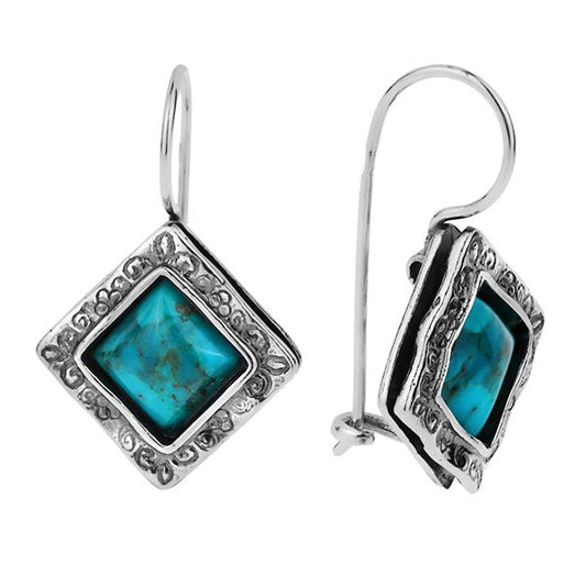 Silver earrings with turquoise 01E731TQ