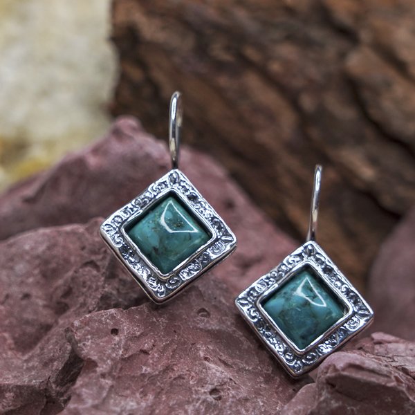 Silver earrings with turquoise 01E731TQ