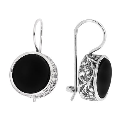 Silver earrings with onyx 01E742ON