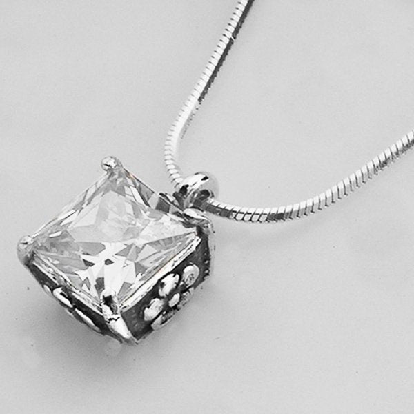Silver necklace with zircon 01N1144CZ