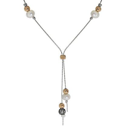 Silver necklace with pearls 01N2065PL