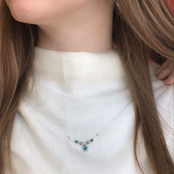 Silver necklace with turquoise 01N2755TQ