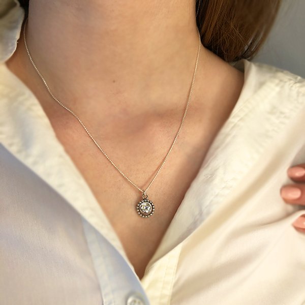 Silver necklace with zircon 01N4632CZ