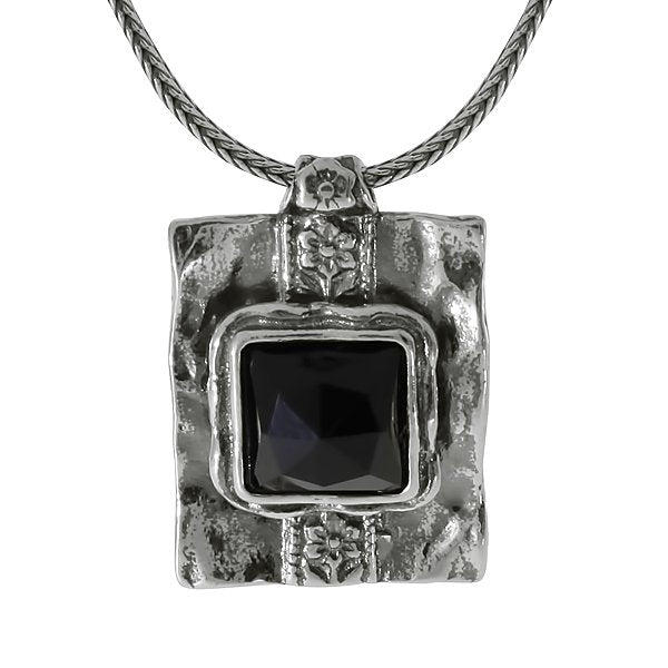 Silver necklace with onyx 01N696ON