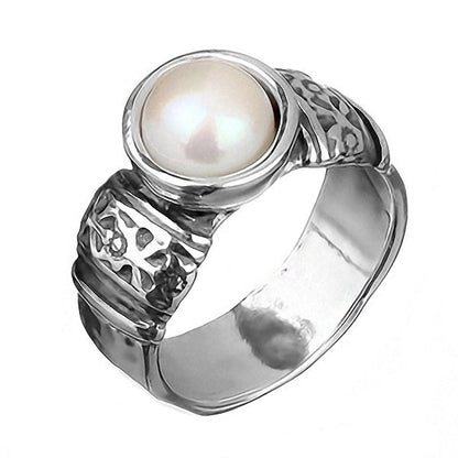 Silver ring with pearl 01R425PL