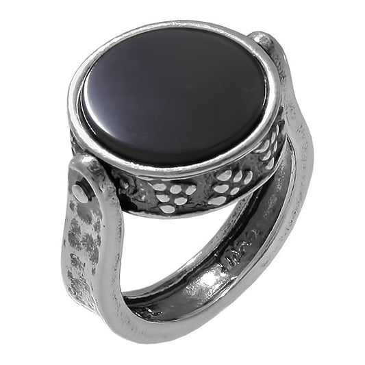 Silver ring with onyx and nacre 01R465ON