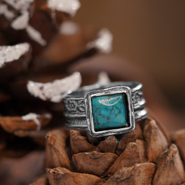 Bague en argent avec turquoise 01R485TQ