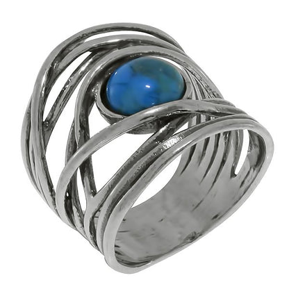 Серебряное кольцо с бирюзой 01R896TQ