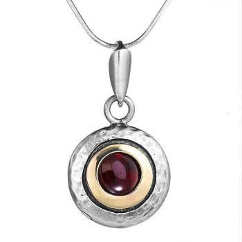 Silver necklace with garnet and gold MVN1408GGR