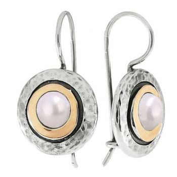 Silver earrings with pearls and gold MVE1408GPL