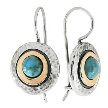 Silver earrings with turquoise and gold MVE1408GTQ