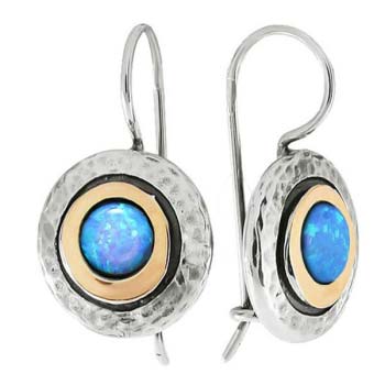 Silver earrings with opal and gold MVE1408GOP