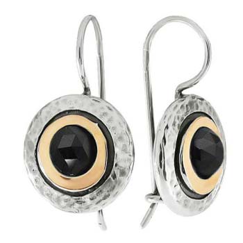Silver earrings with gold and onyx MVE1408GON