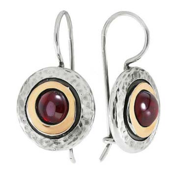 Silver earrings with gold and garnet MVE1408GGR