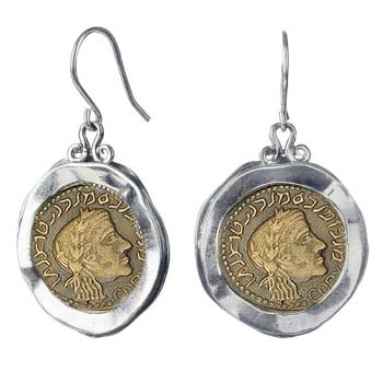 Silberne Ohrringe mit römischer Münze MVErep024