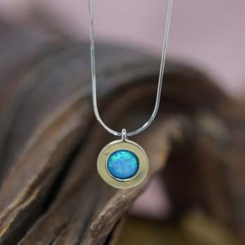 Silver necklace with opal and gold MVN1732GOP