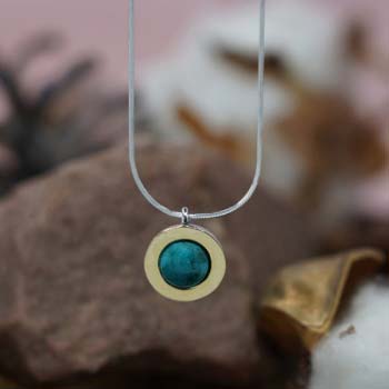 Silver necklace with turquoise and gold MVN1732GTQ