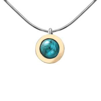 Silver necklace with turquoise and gold MVN1732GTQ