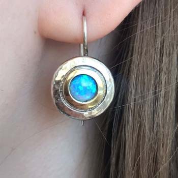 Silver earrings with opal and gold MVE1408GOP